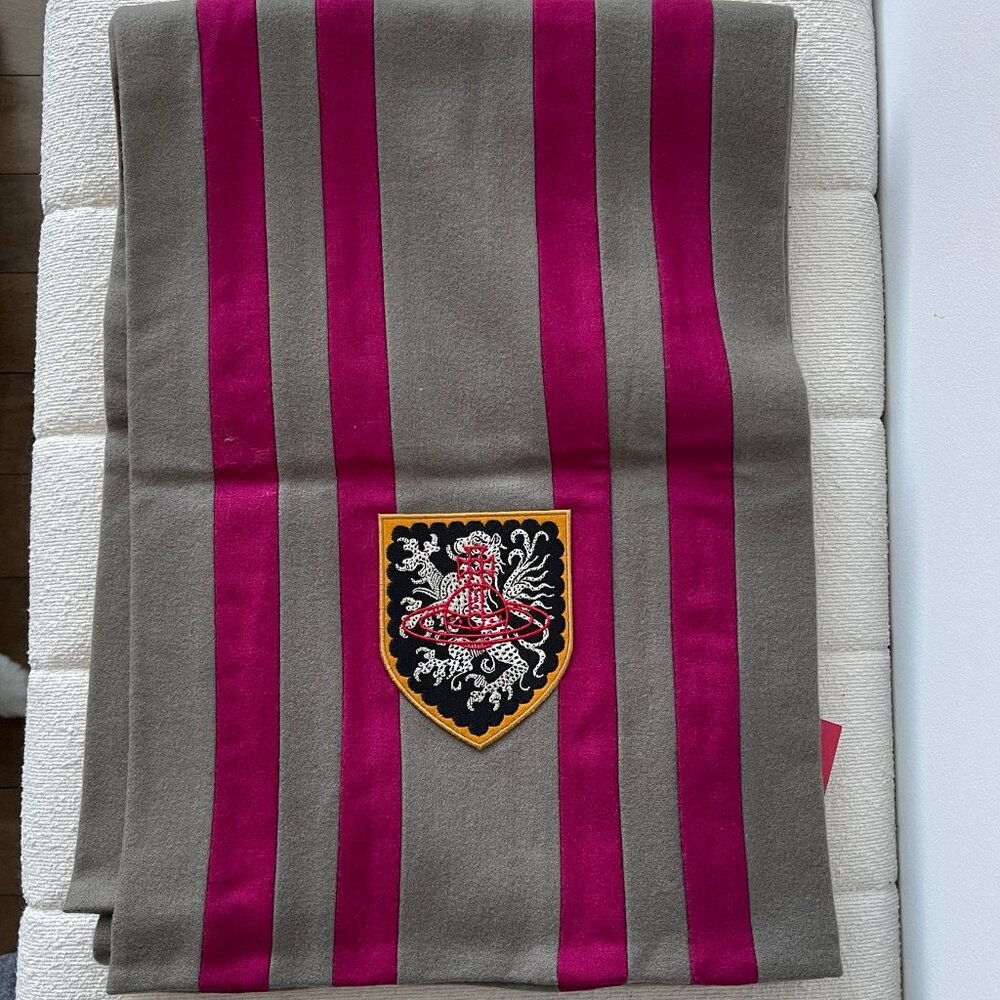 Vivienne Westwood Red Label Grey and Magenta Striped Scarf